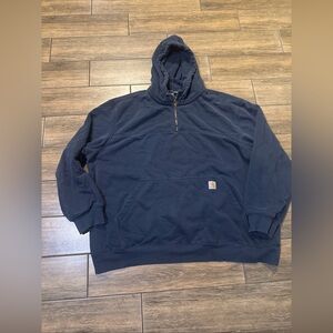 Carhartt Rain Defender Hooded Sweatshirt 1/4 Zip Men 4XL  Loose Fit Navy Blue